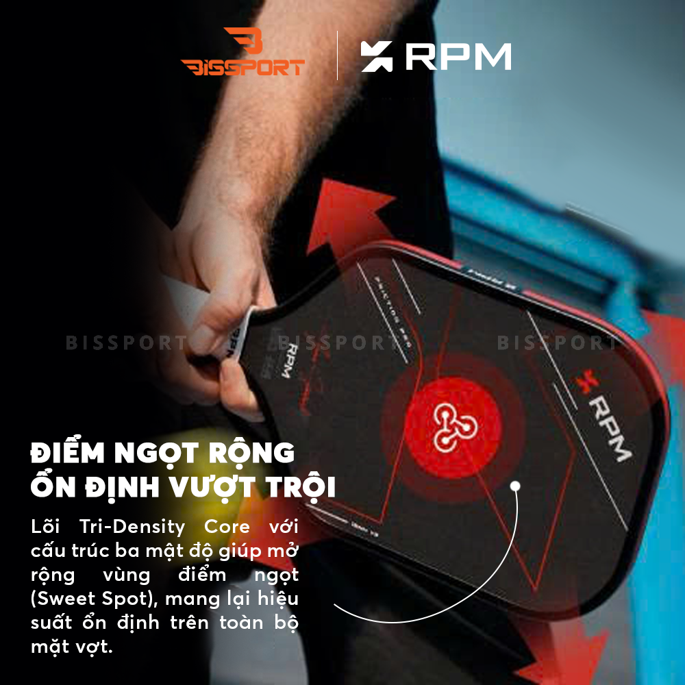 Vợt Pickleball RPM V2 Elongate 16mm Chính Hãng - Đầm - Bền Bỉ - Toàn Diện - Siêu Xoáy - Lõi Polymer Honeycomb - Chắc Tay